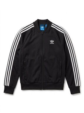 adidas Black Track Jacket with White 3-Stripes